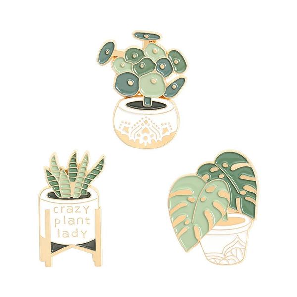 

pins, brooches hoseng potted succulents aloe summer green cartoon plant brooch warm fresh collar pin badge jewelry enamel gift hs_120, Gray