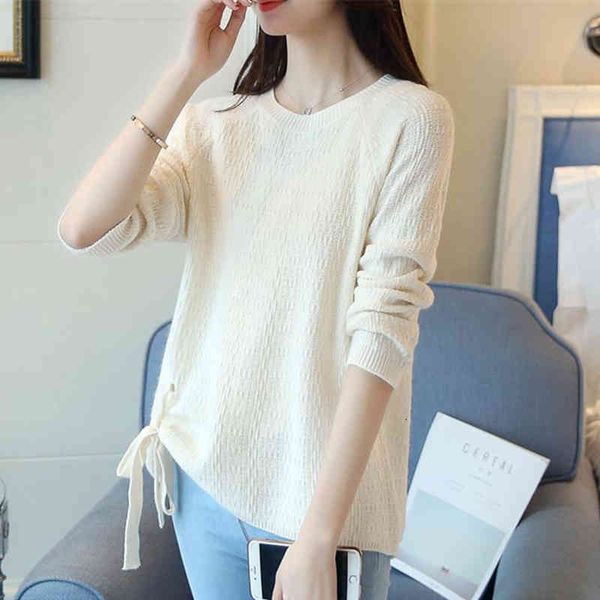 

women's sweaters autumn winter knitted sweater women fashion o-neck pullover plus size loose long sleeve pull femme female c, White;black