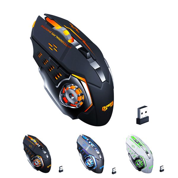 2.4G Wireless Gamer 3200DPI 6 pulsanti LED Gaming Mouse Desktop Computer Mouse ricaricabili PC Laptop Giochi