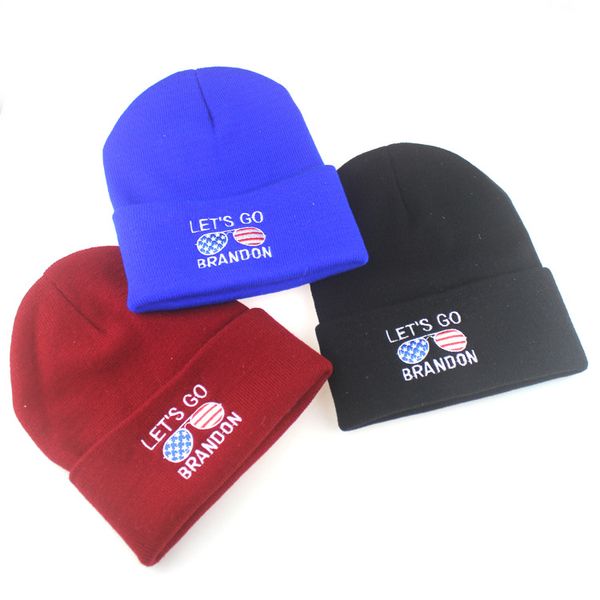 2024 President Election Cappello lavorato a maglia Lets Go Brandon Beanie Winter Warm Hats Trump Woolen Embroidery Universal