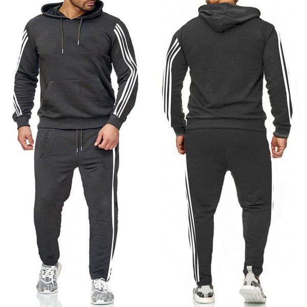 

tracksuits leisure sports men's suit two piece hooded sanitary pants, Gray