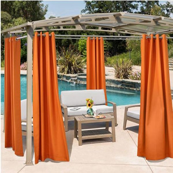 

curtain & drapes 1/2 pcs outdoor tab thermal insulated blackout drape for patio garden front porch gazebo