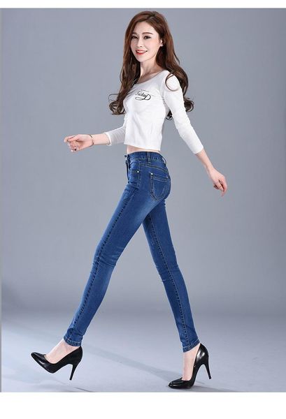 

women's jeans 2021 summer selling self-design high waist slimming calf, Blue