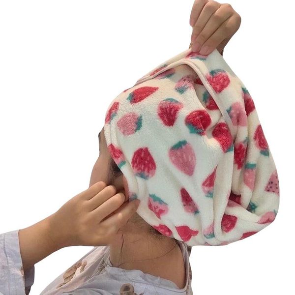 

shower caps hair-drying cap strawberry print water bathing for women