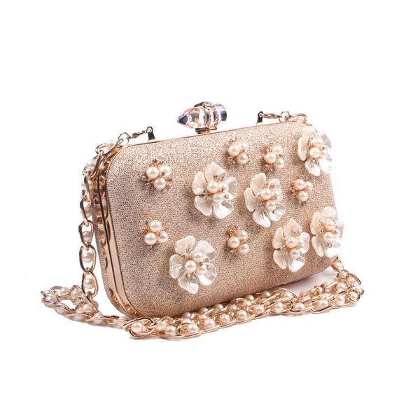 

pearl flower bag ring diamond evening petal bride hand carry women bags