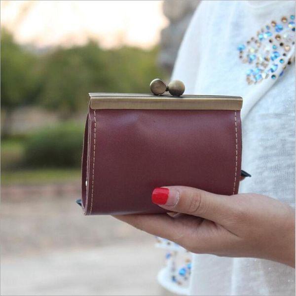 

wallets 2021 mini retro hardware kitten clip short wallet lovely cat girl cute animal hasp cards coin purse carteira, Red;black