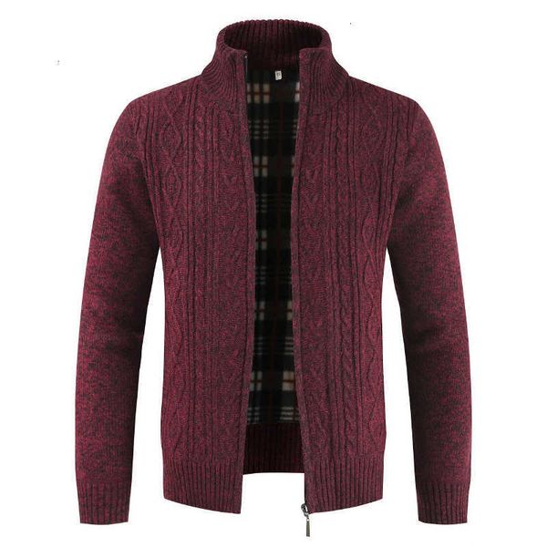 

men's sweaters thick winter cardigan sweater autumn stand collar knitted casual sweatercoat coats warm clothes fleece knit 39sz, White;black