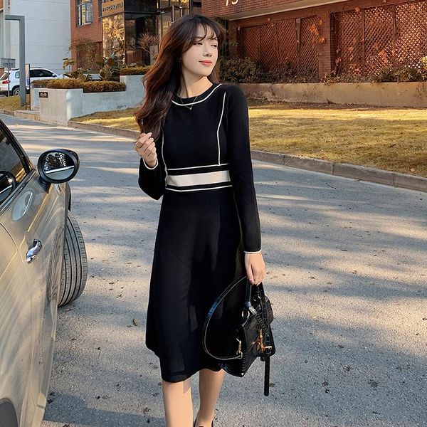 

fashion knitting women dress dresses black 6185 casual, Black;gray