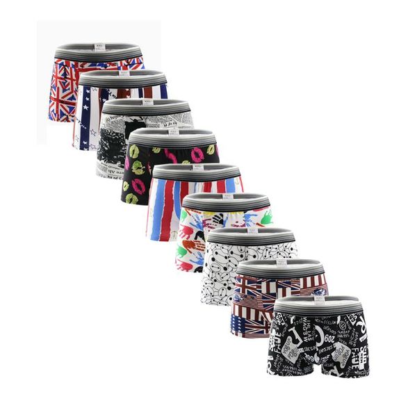 

underpants 10pcs mens underwear personality cartoon men boxers home boy comfortable boxer soft breathable, Black;white