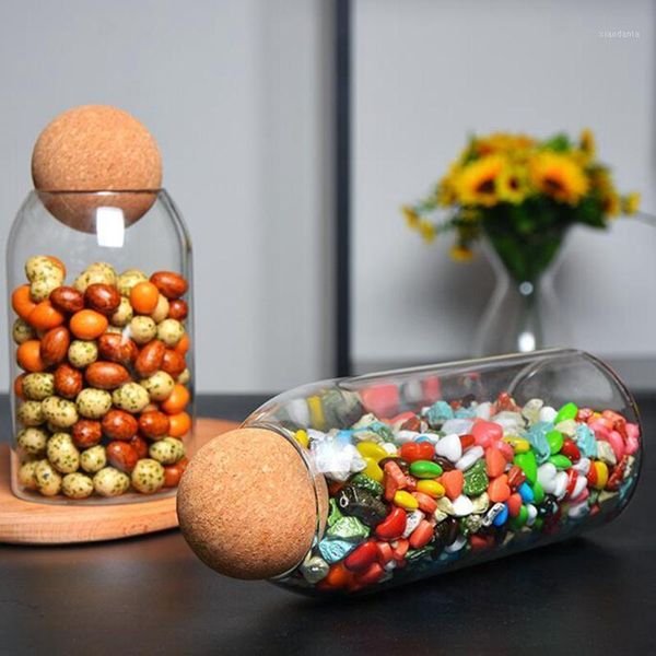 

storage bottles & jars lead-glass cork sealed can tank grains jar transparent tea containers kitchen accessories