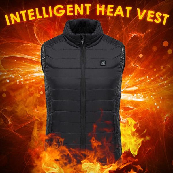 

men's vests winter electric smart heating usb charge sleeveless vest heated outdoor cotton charging plus velvet, Black;white