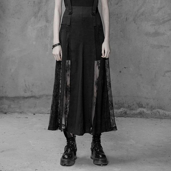 

skirts punk rave women's lace paneled goth skirt opq-400, Black