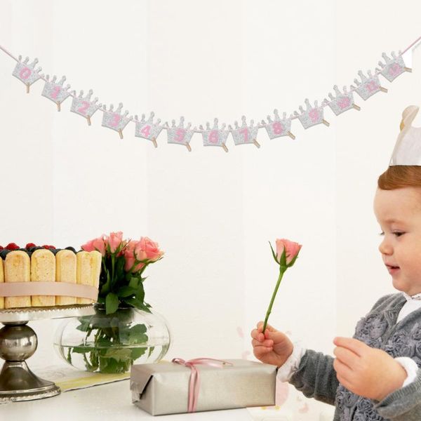 

party decoration 1st birthday bunting banner garland baby monthly milestone po prop decor (numbers without pos)