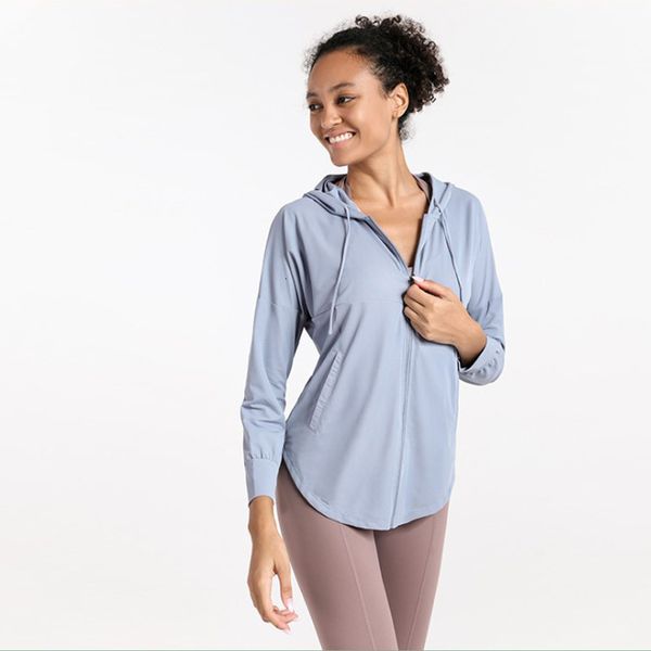 

luxury women's tracksuits yoga cloth outdoor travel sports running wind sun protection light and thin women's hooded cardigan wind, Gray