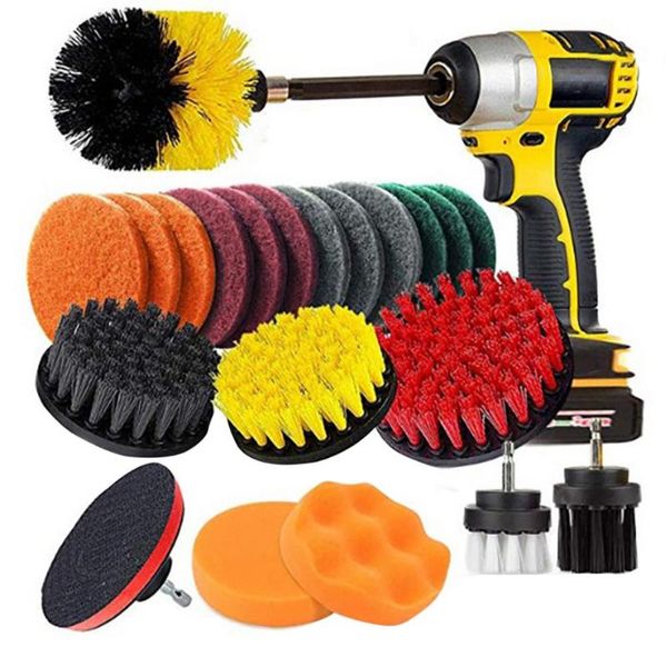 

car sponge 22pcs/set electric drill brush set automobile wheel round cleaning for cars kitchens tiles wheels kits
