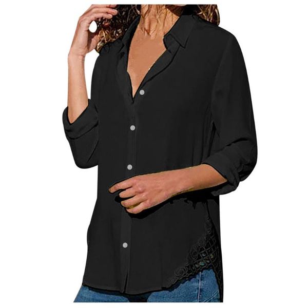 

#z30 fashion women long sleeve patchwork blouse v neck shirt ladies ol party dames streetwear blusas femininas plus size women's blouse, White