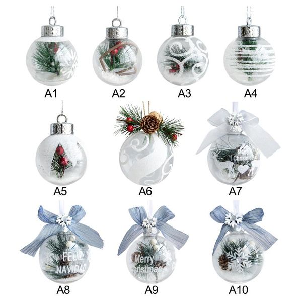 

party decoration christmas balls carved tree decor painting bulb traslucent case filling snowflakes scenery decorations hanging
