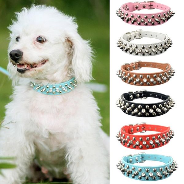 

dog collars & leashes 2.5cm width pet round spike studded small medium puppy necklace collar