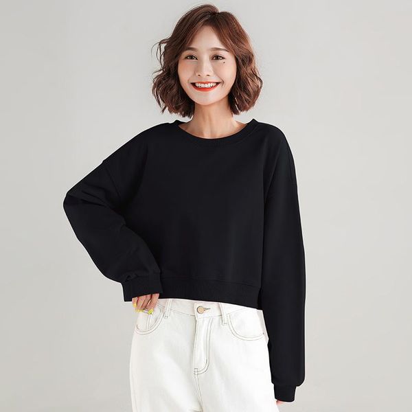 

women's hoodies & sweatshirts fleece oh yes letter harajuku print pullover thick loose women sweatshirt white, Black