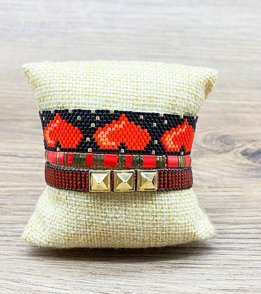 

charm bracelets rttooas miyuki bracelet women heart cuff pulseria mujer 2021 handmade fashion jewelry, Golden;silver