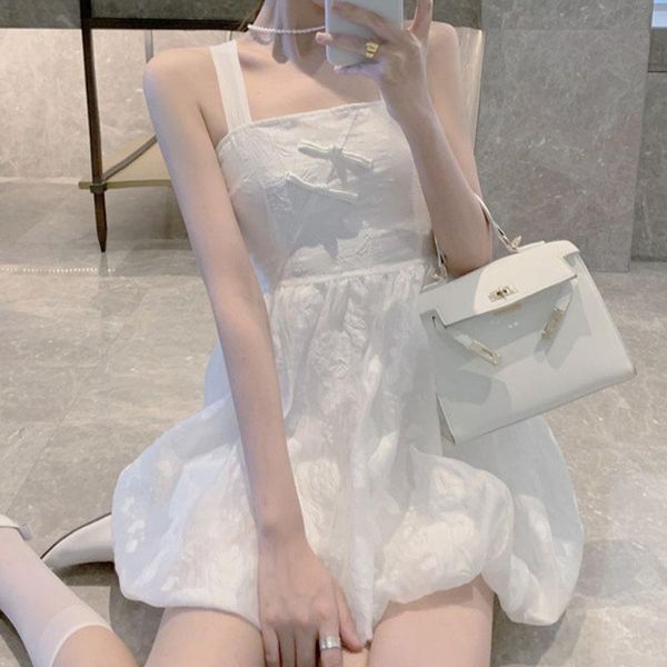 

casual dresses party one-piece dress women 2021 summer sweet vintage strap females design sleeveless mini korean style, Black;gray