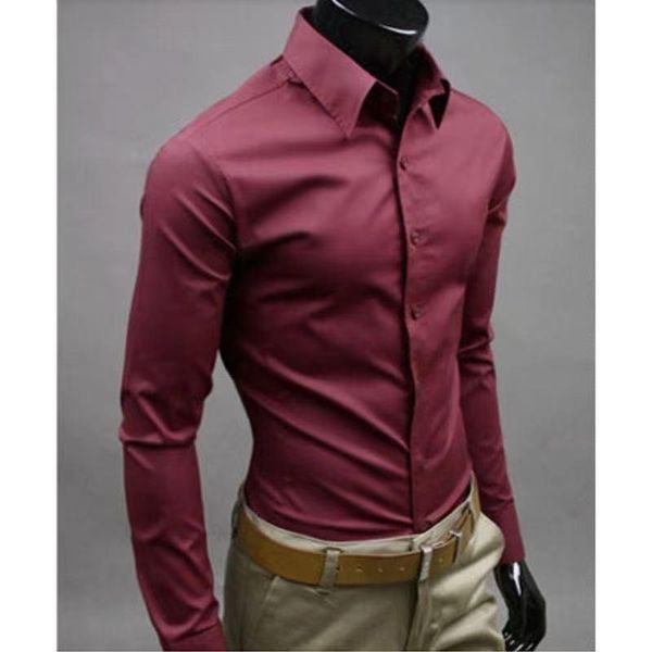 

men's casual shirts 2021 slim fit long sleeve shirt male leisure social business dress brand 17 color clothing comfortable, White;black