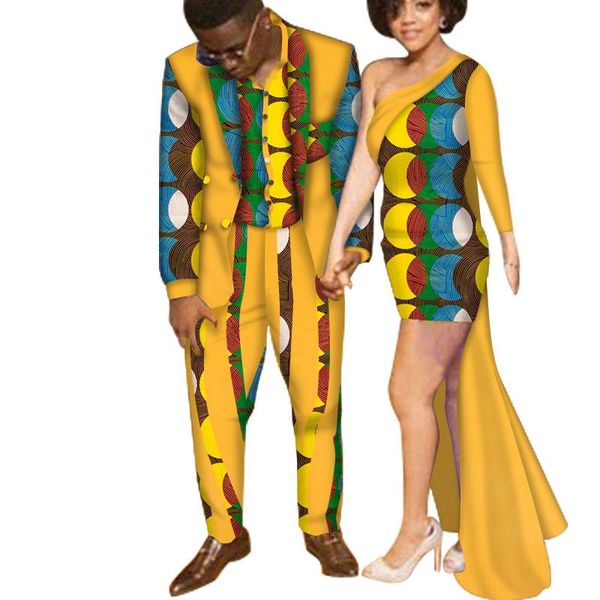 

ethnic clothing 2021 fashion african couple clothes suits long skirt dress for women men shirt pant set wyq792, Red