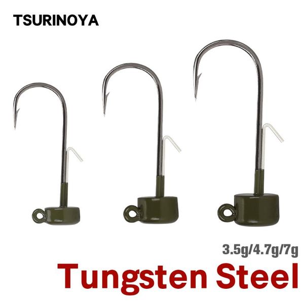 

jig hooks 3.5g 4.7g 7g tungsten steel ned rig head fishing hook floating soft worm bass tackle accessories