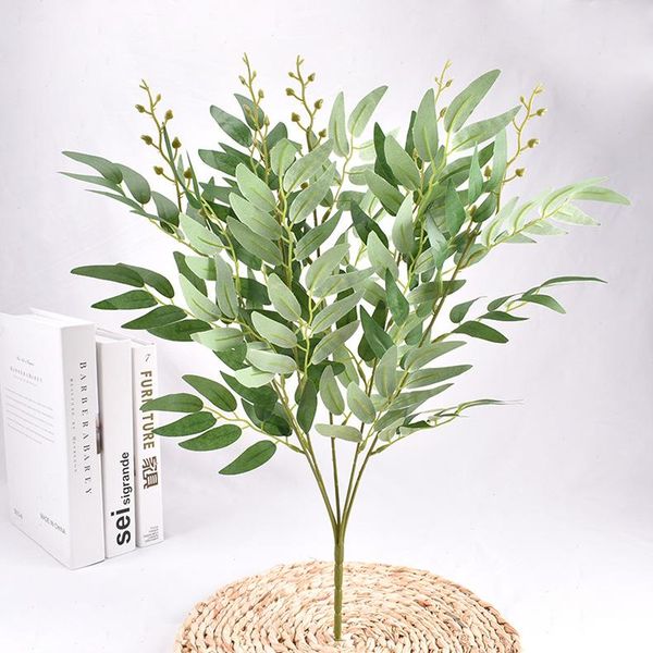 

decorative flowers & wreaths 1/3/5pcs 55cm artificial salix leaves bouquet fake willow jungle wedding christmas decoration faux party home d
