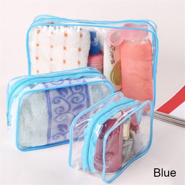 

pvc trousse de maquillage bags dustproof and waterproof clear zipper 3pcs makeup bags for women travel toiletry bathroom cosmetic bag