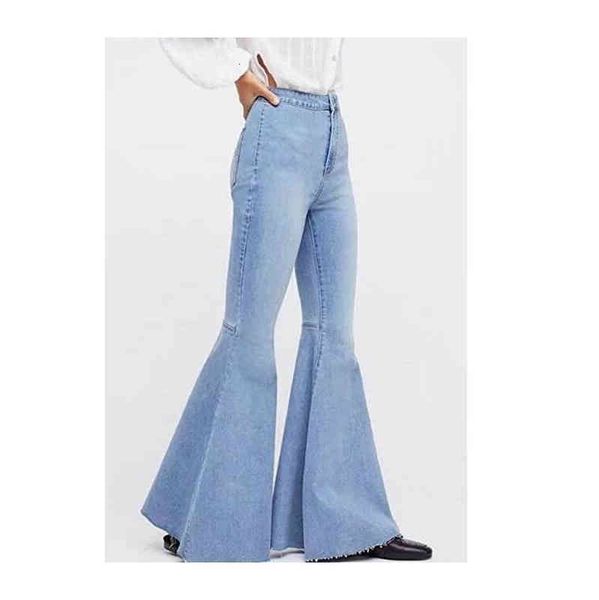 

women's jeans jean for women pants large size flared jeans wide leg ultra stretch bell bottom mid rise 90s denim tjst, Blue