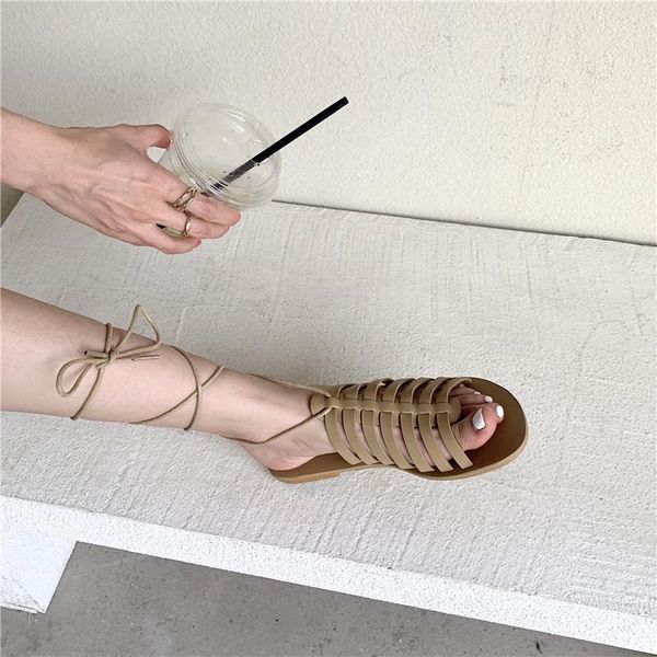 

sandals sandalen dames summer women flats comfort cross strappy flat fashion beach shoes black girls