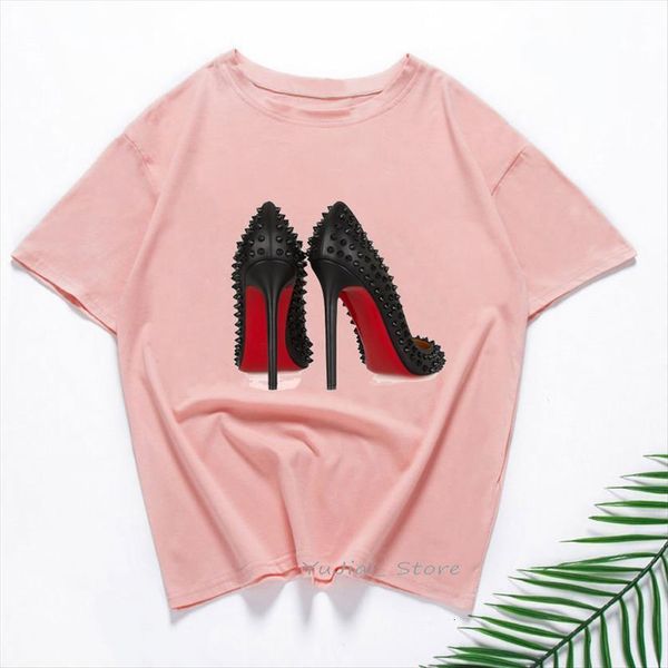 

vogue high heels shoes womens t shirts print cool tee femme hip punk women 90 friends xmas pink yellow, White