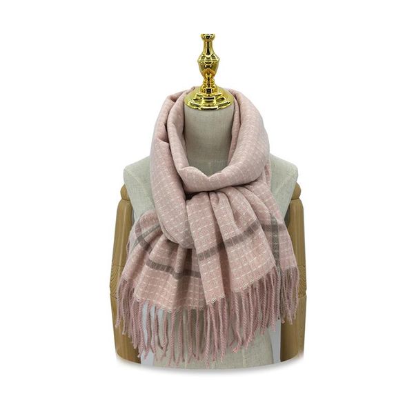 

hats, scarves & gloves sets 2021 female autumn/winter plaid knitted wool korean version of all-match cashmere shawl scarf, Blue;gray