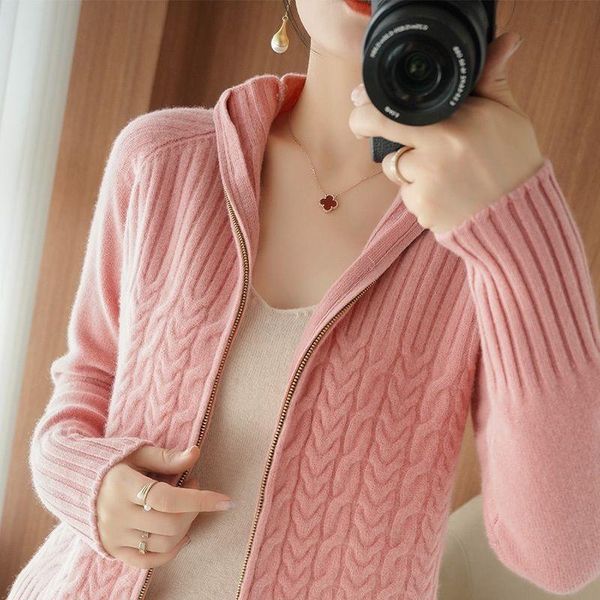 

women's knits & tees autumn and winter cardigan sweater ladies basic knitted temperament loose zipper, White