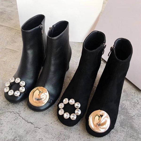 

boots women's ankle different decoration shoes black high heels b208