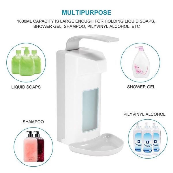 

1000mlmanual soap dispenser wall-mounted hand washing disinfection elbow-press plastic pump for home liquid