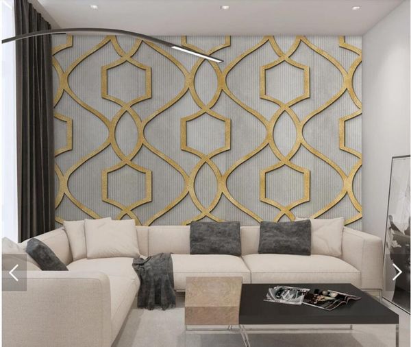 

wallpapers 3d abstract gold stripe geometric po wallpaper mural for bedroom room tv backsplash wall paper roll oil painting