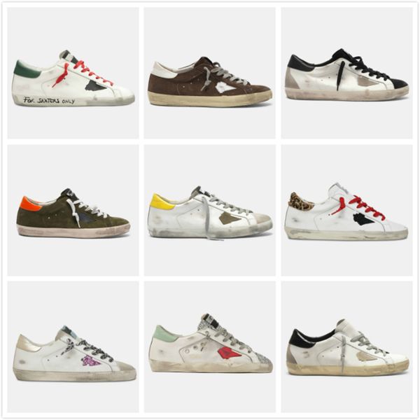 

new style italy deluxe brand golden sneakers super star sequin classic white do-old dirty shoes goose designer man women casual shoes, Black