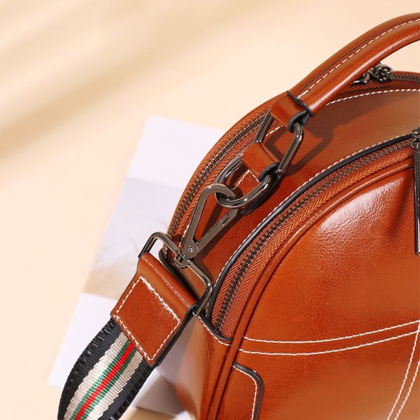

womens bag 2021 new oil wax stitching leather womens bag korean style cowhide all-match portable shoulder messenger bag