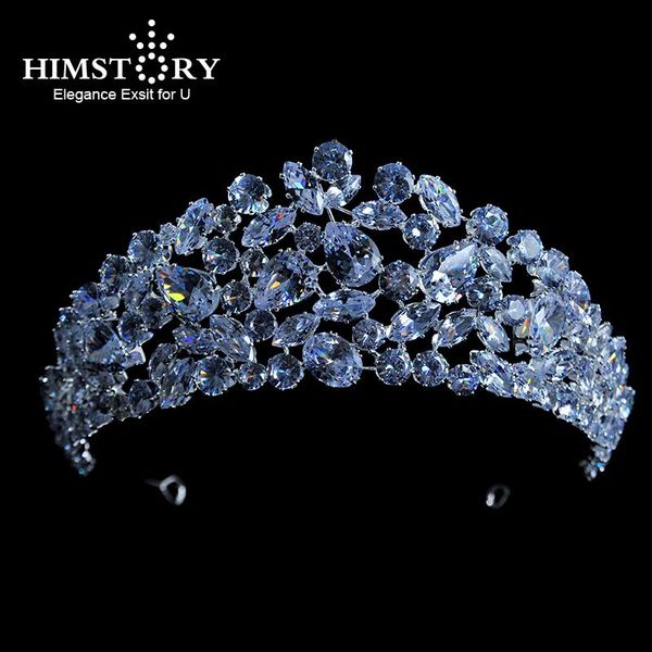 

hair clips & barrettes himstory high grade wedding bridal bridesmaid cubic zirconia girls big stones headband for prom party evening dress, Golden;silver