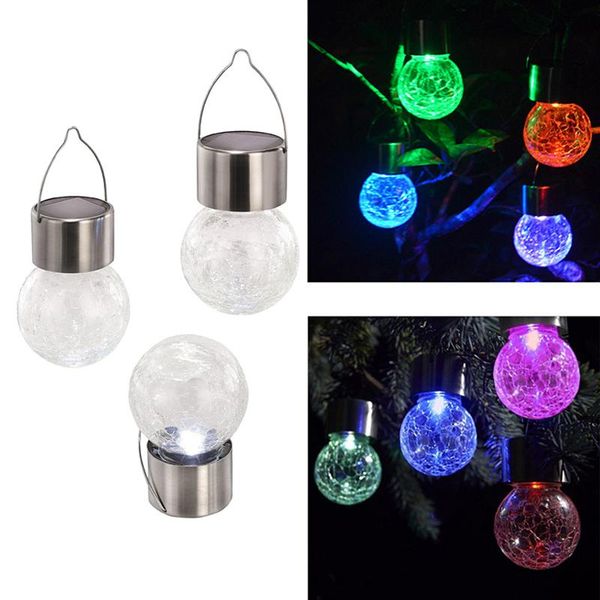

solar lamps colorful crack glass ball lamp waterproof christmas tree outdoor garden decoration fairy light