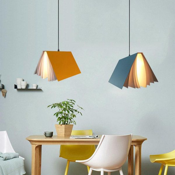 

pendant lamps nordic creative art book lamp wrought metal hanging lights for living room restaurant bar dining table led g9 included