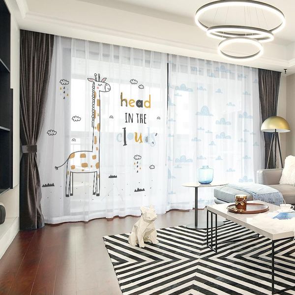 

curtain & drapes custom chiffon window drape for nursery kids children living room giraffe khaki gray brown pink blue