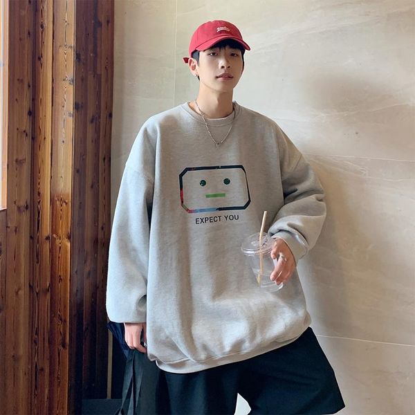 

men's hoodies & sweatshirts 21 autumn sweater round neck pullover trend simple wild loose ins hong kong style, Black
