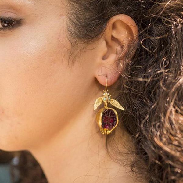 

dangle & chandelier creative women earring unique golden pomegranate design earrings hook for ladies fashion jewelry gifts, Silver