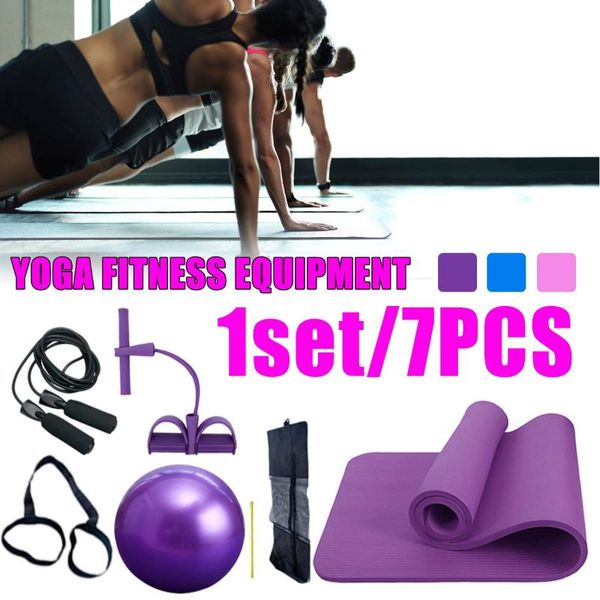 

yoga mats or pilates set kit 10mm thick mat & 25cm rubber ball 2 straps jump rope