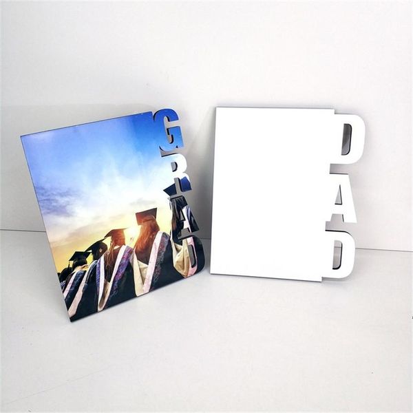 Newmdf sublimação em branco moldura de foto de madeira lettering board board sublimating branco família casa álbum de álbum transferência de calor ZZE8186