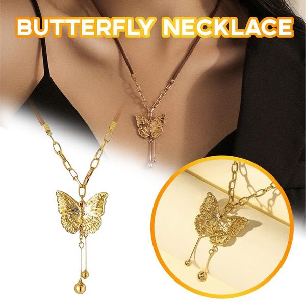 

pendant necklaces 2021 special offer creative temperament female exquisite butterfly round beads clavicle necklace, Silver