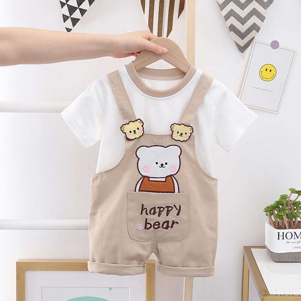 

boys' summer suit 1-3-year-old children's baby's two-piece set, White